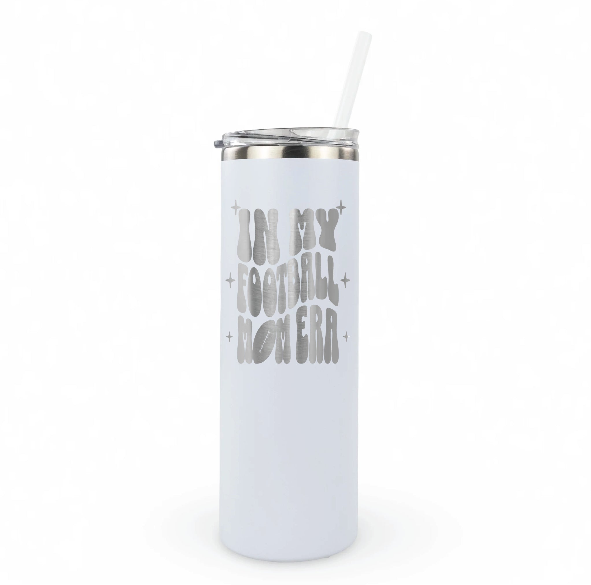 20oz laser engraved tumbler "In My Football Mom Era" - insulated cup perfect for football moms living the sports parent life
