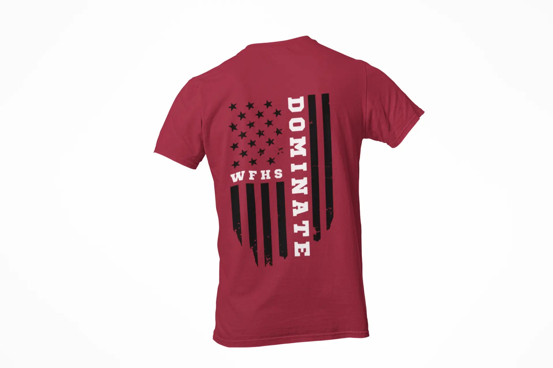 Lifestyle shot of "Dominate" WFHS boys soccer tee - booster club shirt for dedicated soccer parents and supporters