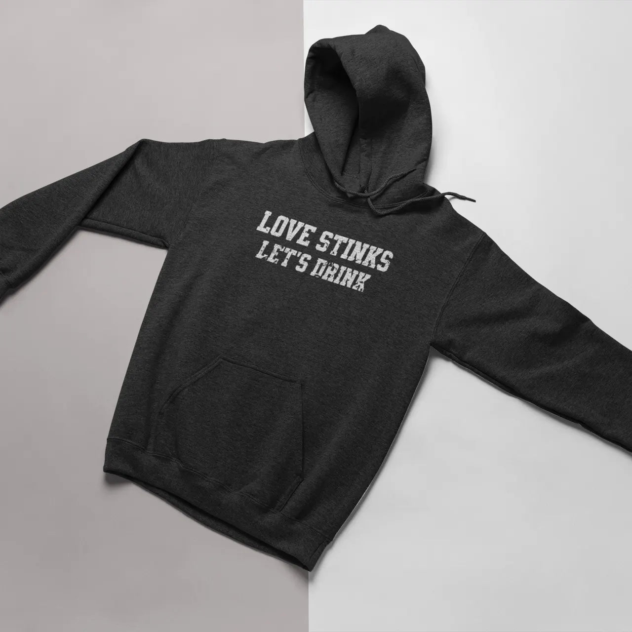 Anti-Valentine's Day heather hoodie - funny single life apparel for people over the romance hype and commercialism