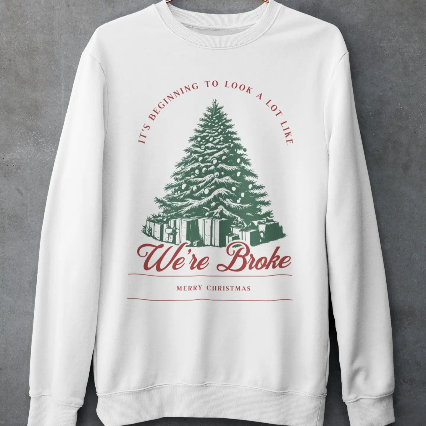 "No One's Helping Again" Christmas crewneck sweatshirt on hanger - funny holiday humor sweater for stressed parents doing all the work