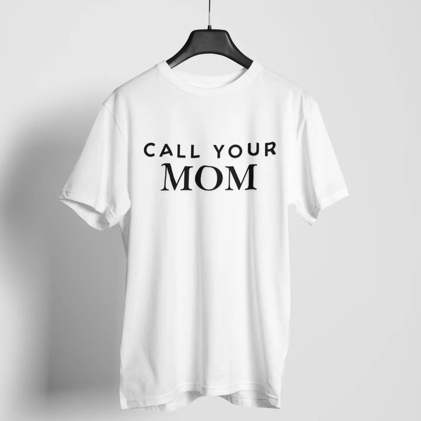 "Call Your Mom" heathered tee on hanger - funny family reminder shirt for guilt-tripping kids into calling home
