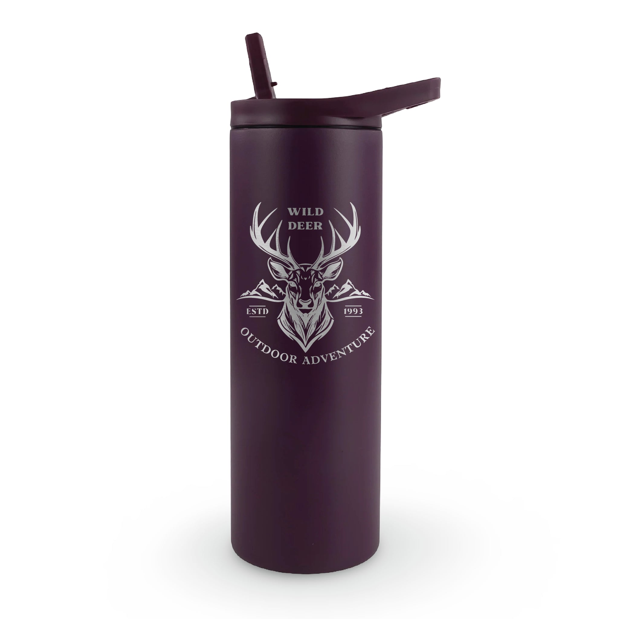 Create your own 20oz laser engraved tumbler in plum purple - custom design personalized cup ideal for custom gifts and personal style