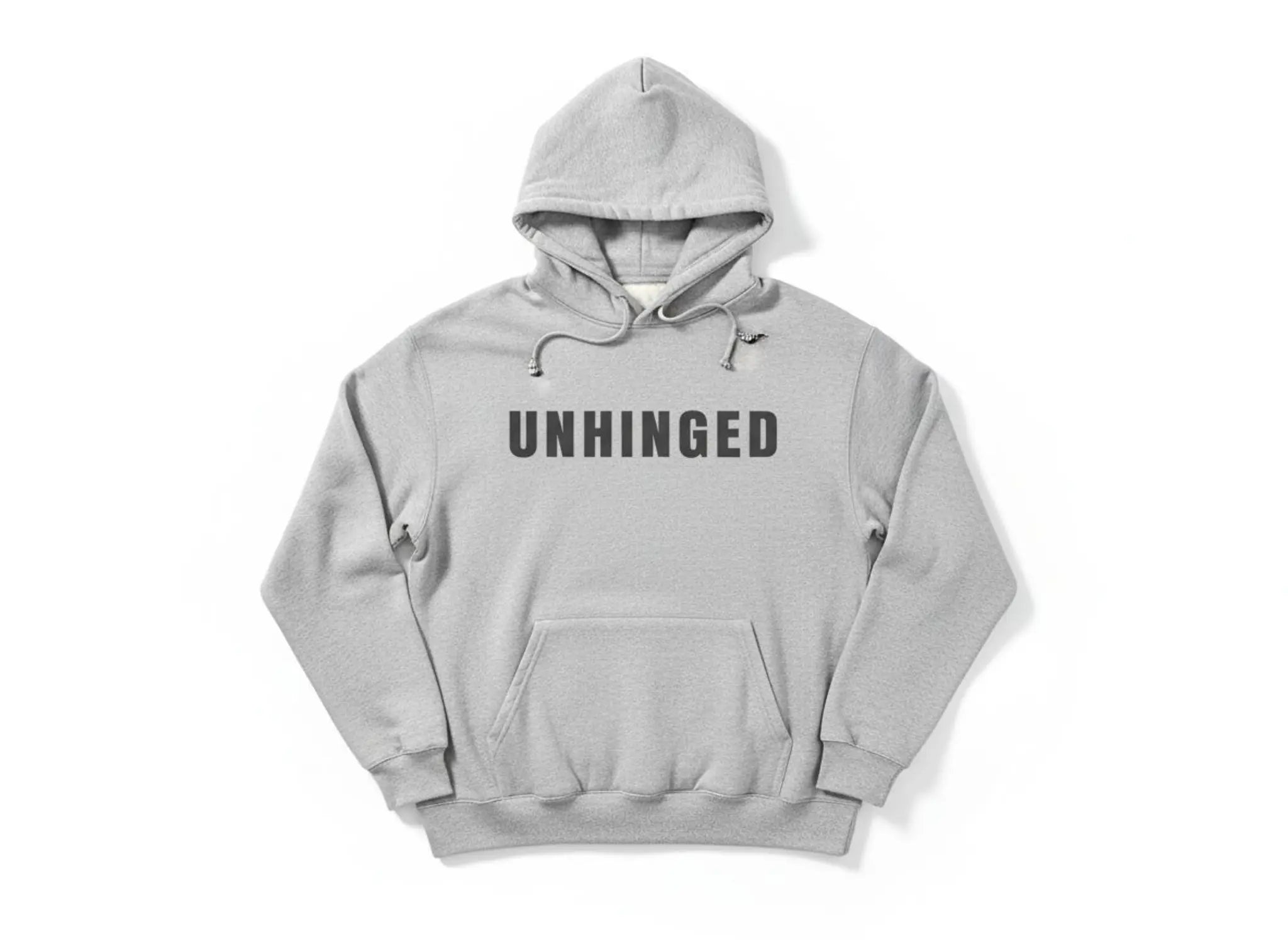 Unhinged sarcastic graphic hoodie in charcoal gray - funny anti toxic positivity sweatshirt - cozy pullover from After Five Designs