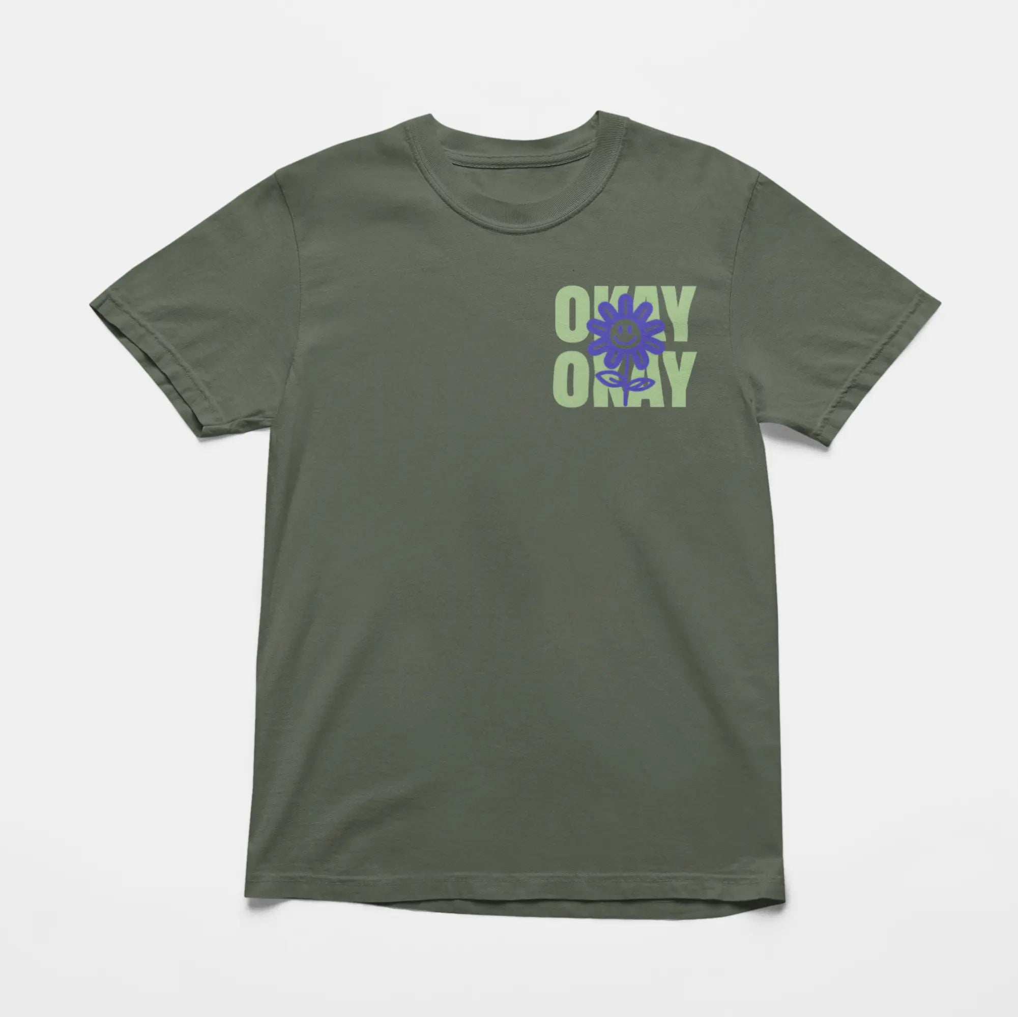 Front view Comfort Colors "It Might Not Be Okay" tee with flower design - soft comfy mental health shirt