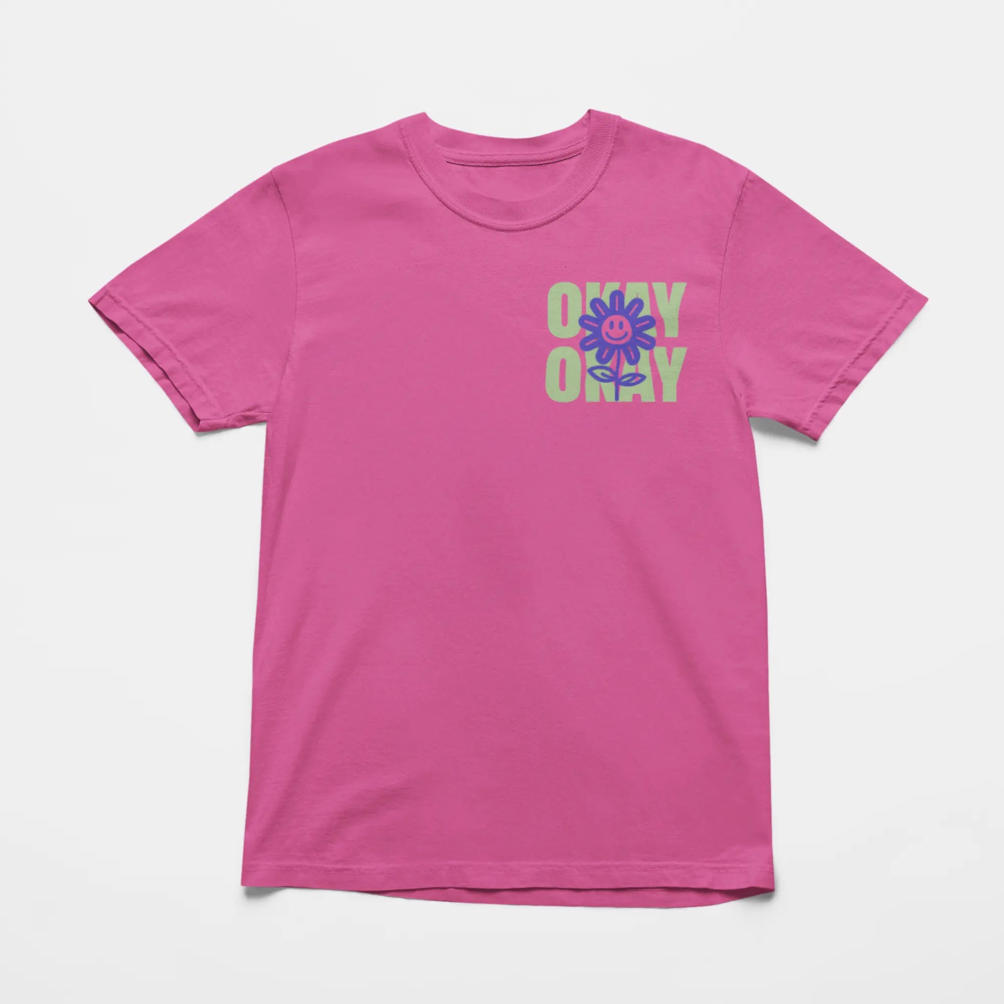 Front view Comfort Colors "It Might Not Be Okay" tee with flower design - soft comfy mental health shirt