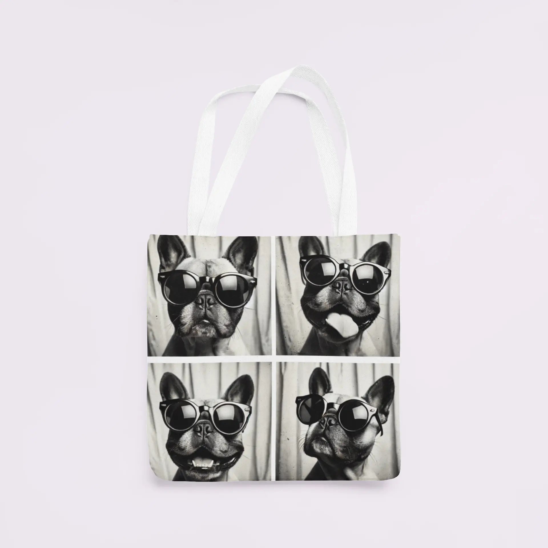 Flat lay of "Photobooth" cotton canvas tote bag - eco-friendly reusable bag for shopping, beach trips, and everyday carry