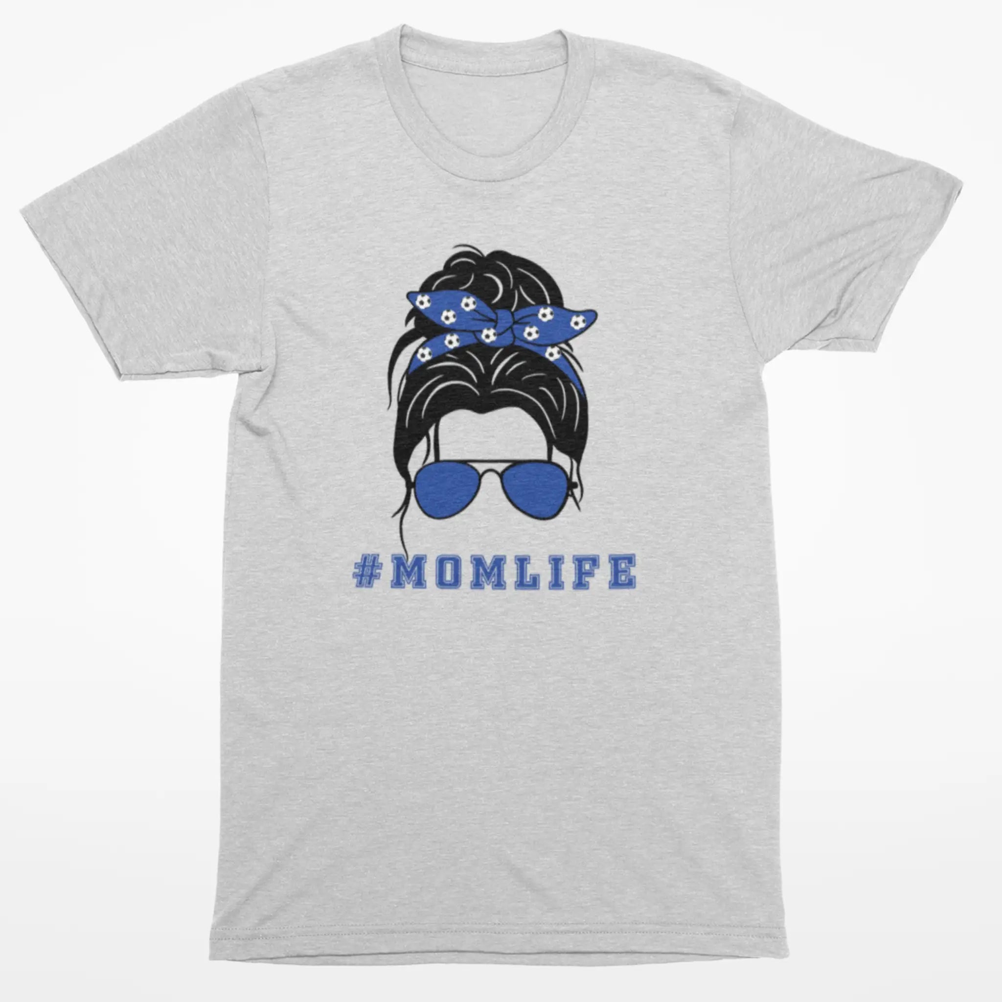 Soccer mom shirt lifestyle photo - cool mom sunglasses messy bun apparel - comfortable cotton tee