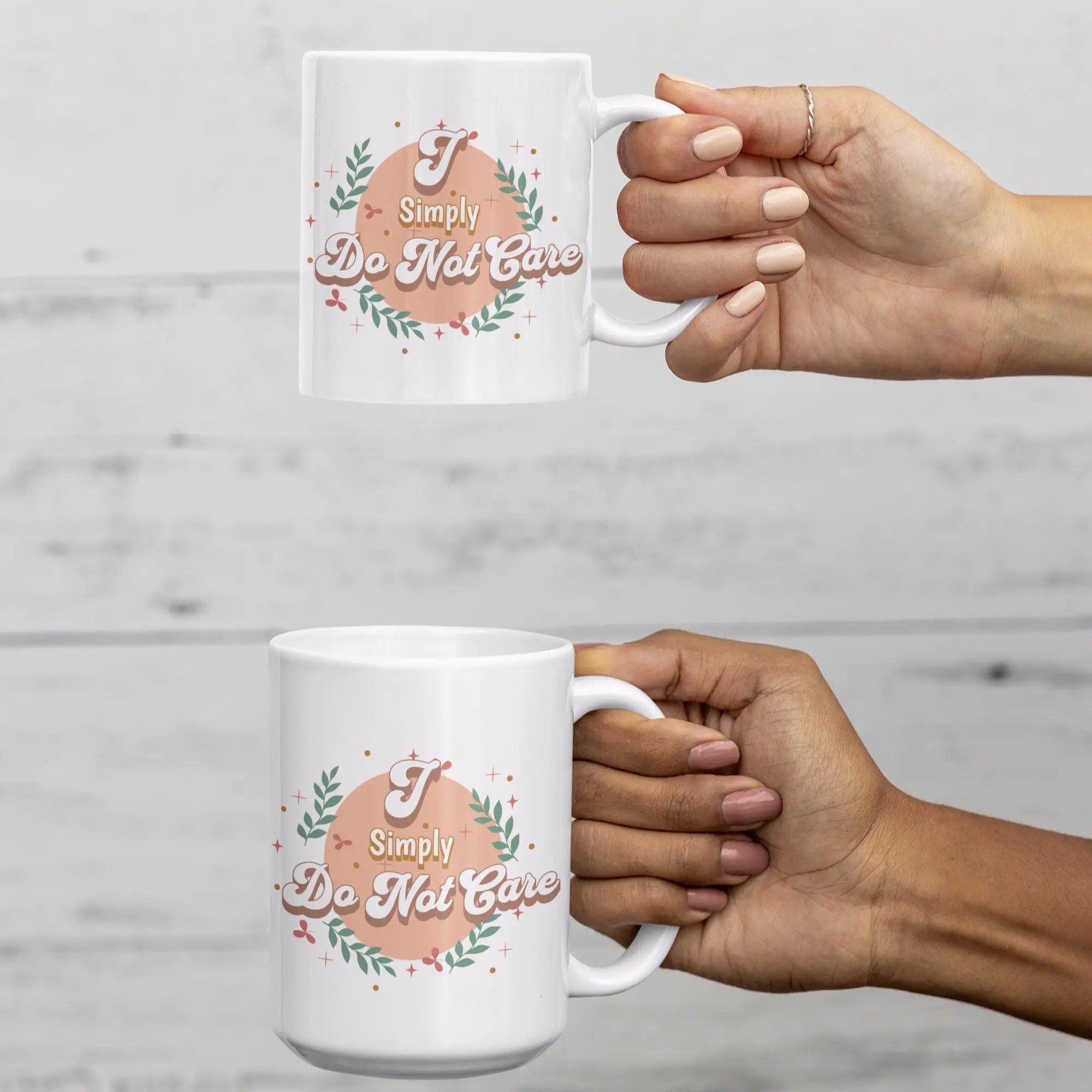 Two different sized coffee mugs simple mockup on clean background - ceramic drinkware set perfect for customization and gifts