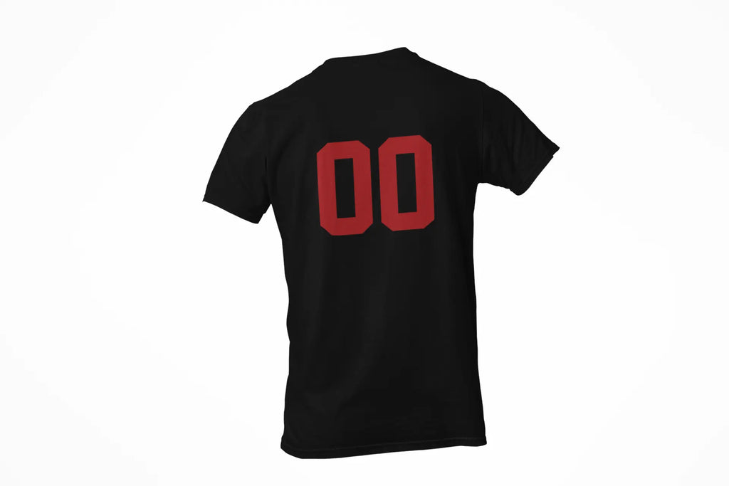 "Practice" varsity shirt back view with custom player number - athletic sports tee perfect for team practice and training