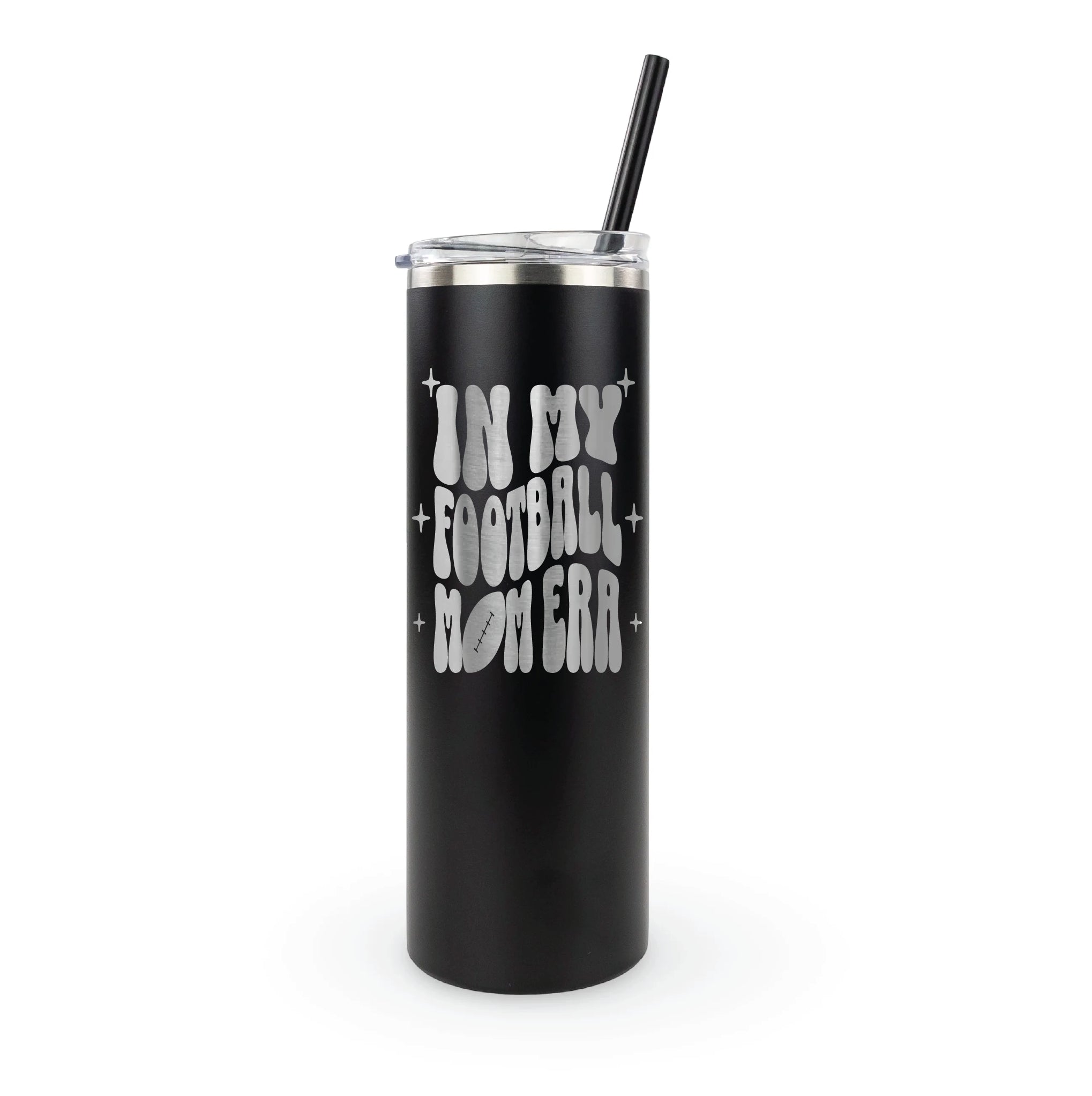 20oz laser engraved tumbler "In My Football Mom Era" - sports parent drinkware for moms dedicated to football season and games