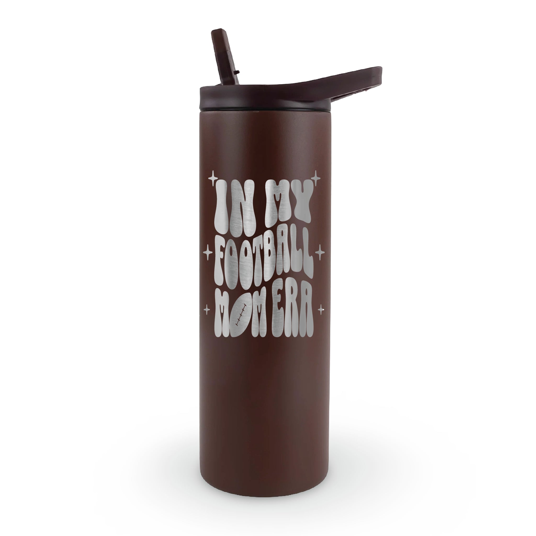 20oz laser engraved tumbler "In My Football Mom Era" - sports parent life cup for moms dedicated to football games and practices