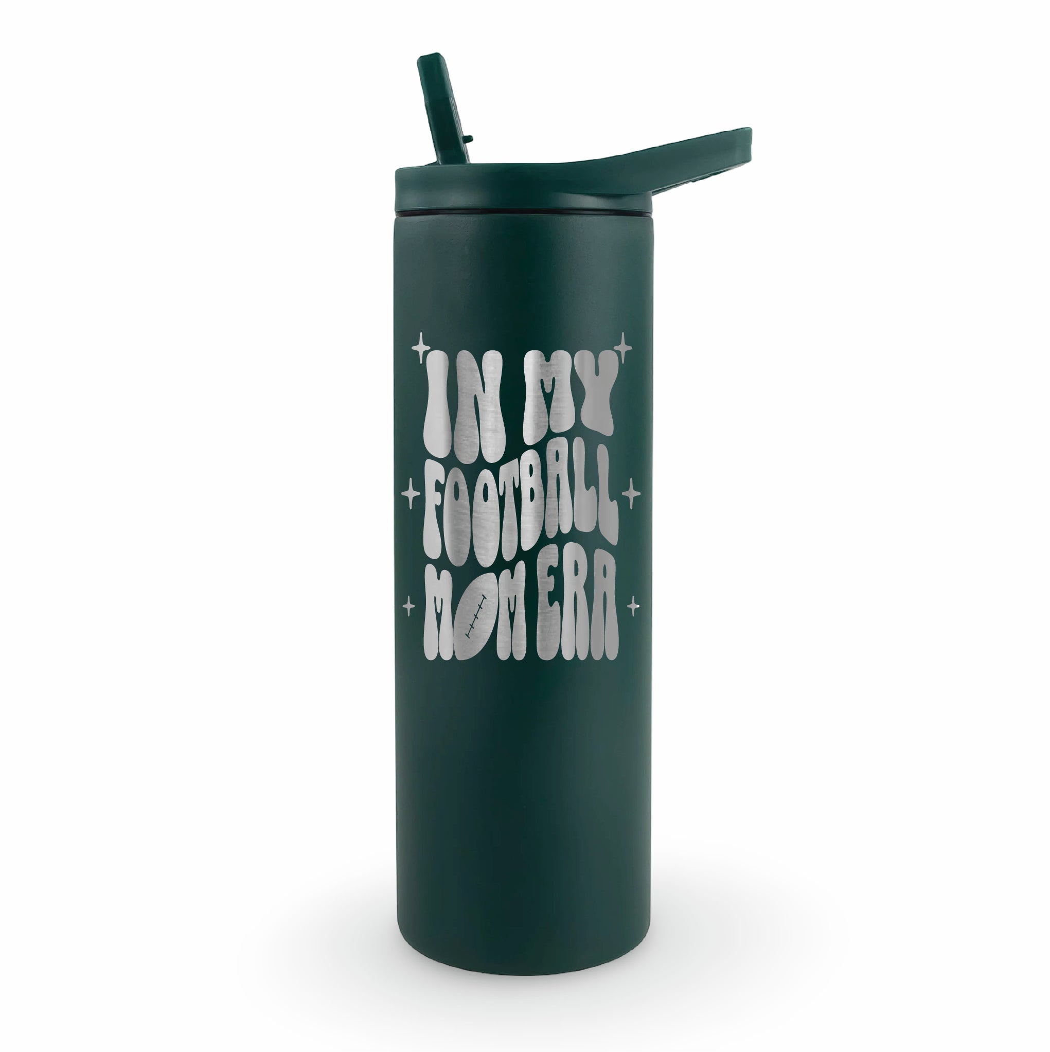 20oz laser engraved tumbler "In My Football Mom Era" - football parent cup for moms living for game days and Friday night lights