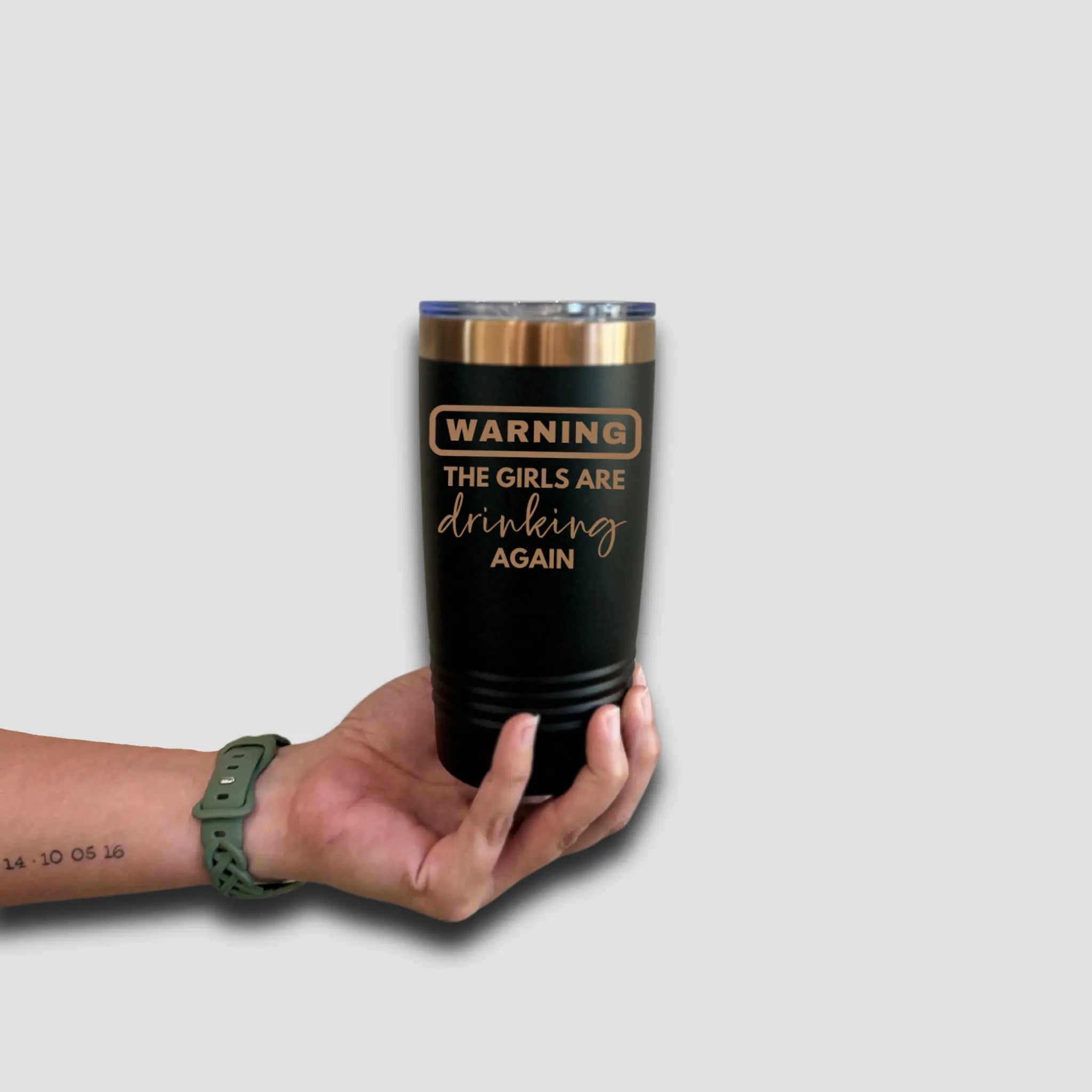 20oz laser engraved tumbler "WARNING: The Girls Are Drinking Again" in white - funny girls night insulated cup perfect for wine nights and girls trips