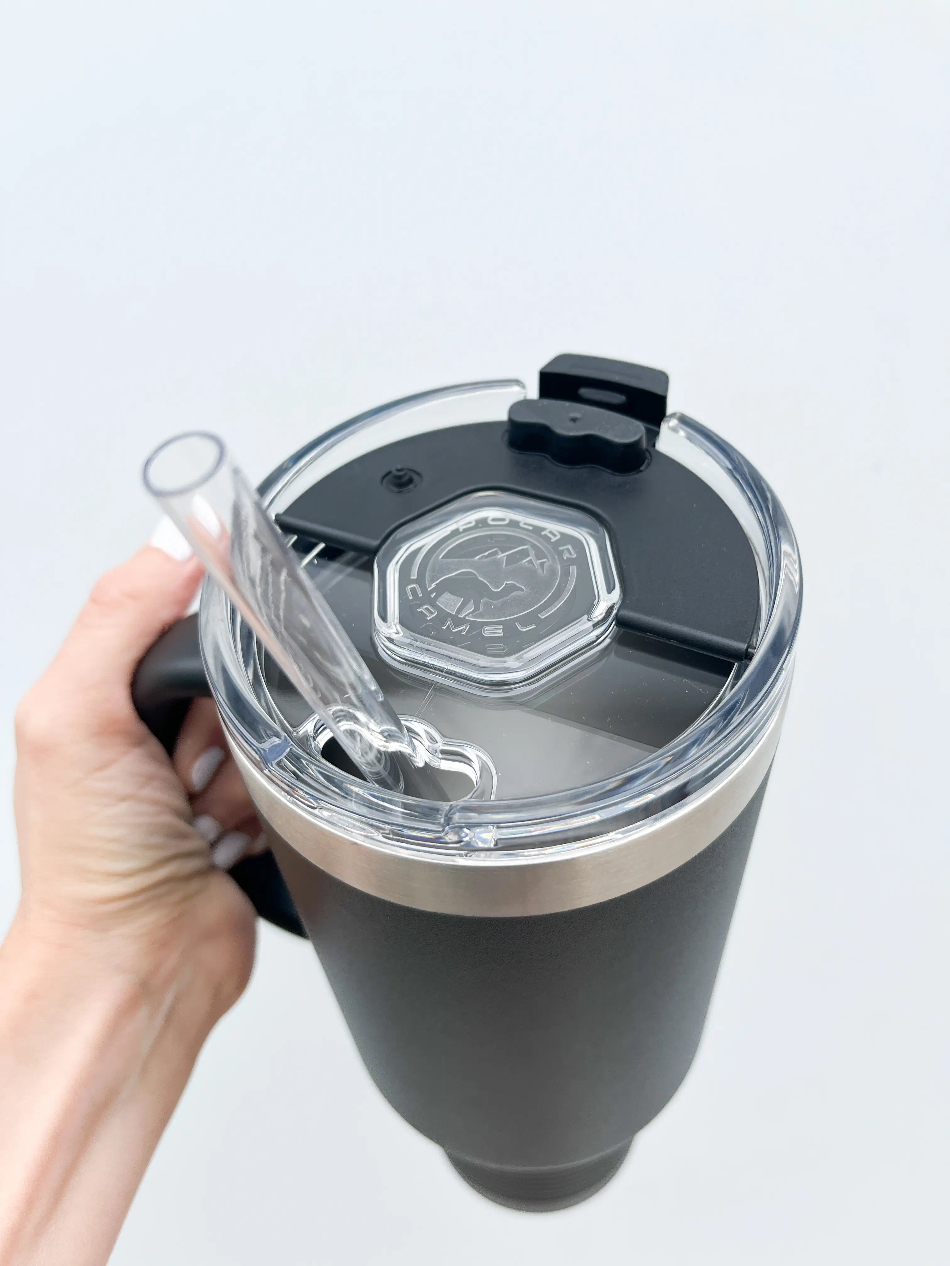 Bottom view of 40oz laser etched quality stainless steel insulated cup craftsmanship