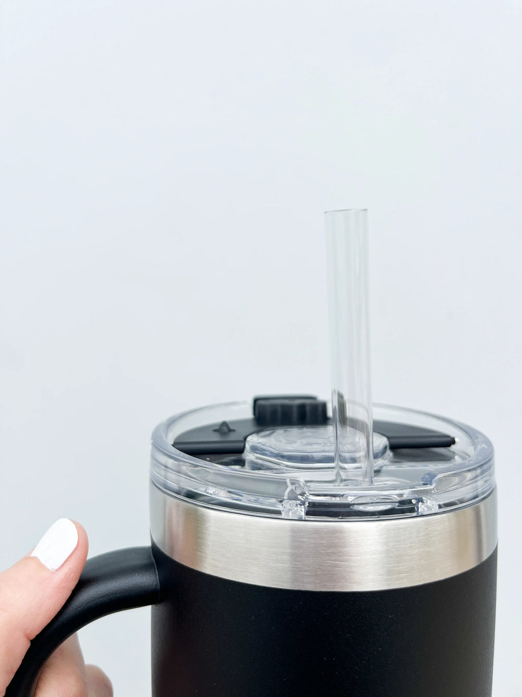 Full view of 40oz laser engraved tumbler  - insulated drinkware with handle perfect for hydration and gothic style