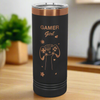 Black 22 oz laser-etched tumbler with gold accents, featuring the "Gamer Girl" text and a hand holding a game controller, surrounded by hearts and stars, ideal for gamer-themed merchandise or personalized gifts.