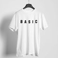"BASIC" organic cotton tee black crewneck - minimalist sarcastic shirt for unapologetically simple style