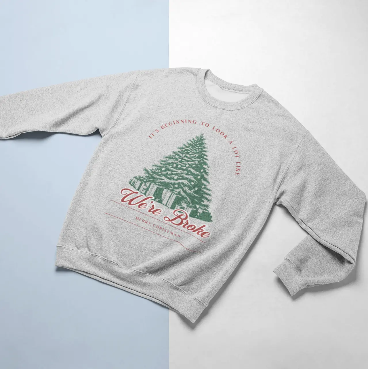 Sarcastic Christmas crewneck sweatshirt "It's Beginning to Look a Lot Like No One's Helping Again" in white - holiday sweater for overwhelmed moms
