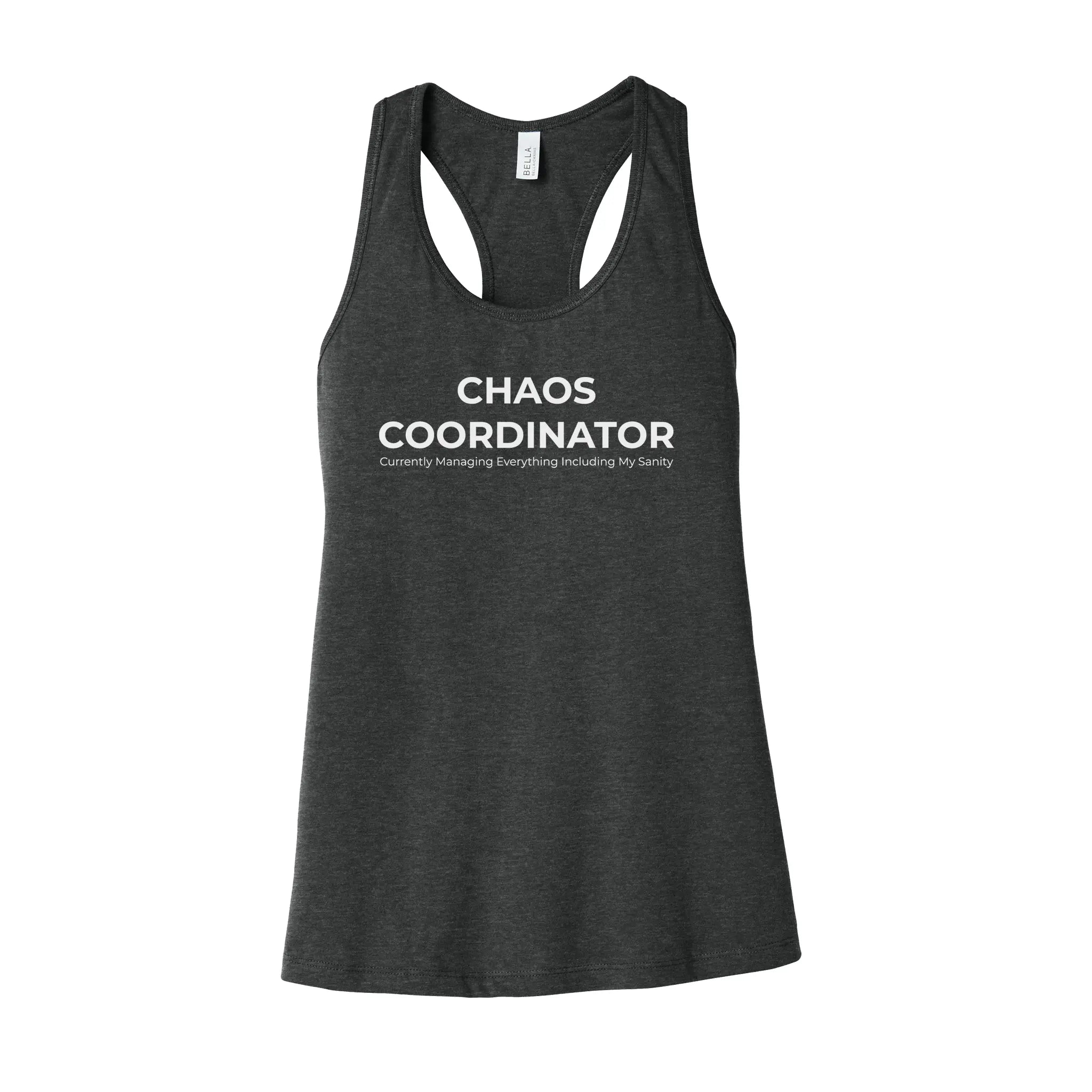 "Chaos Coordinator" gray tank top - funny mom life tank for parents managing daily chaos and multitasking madness