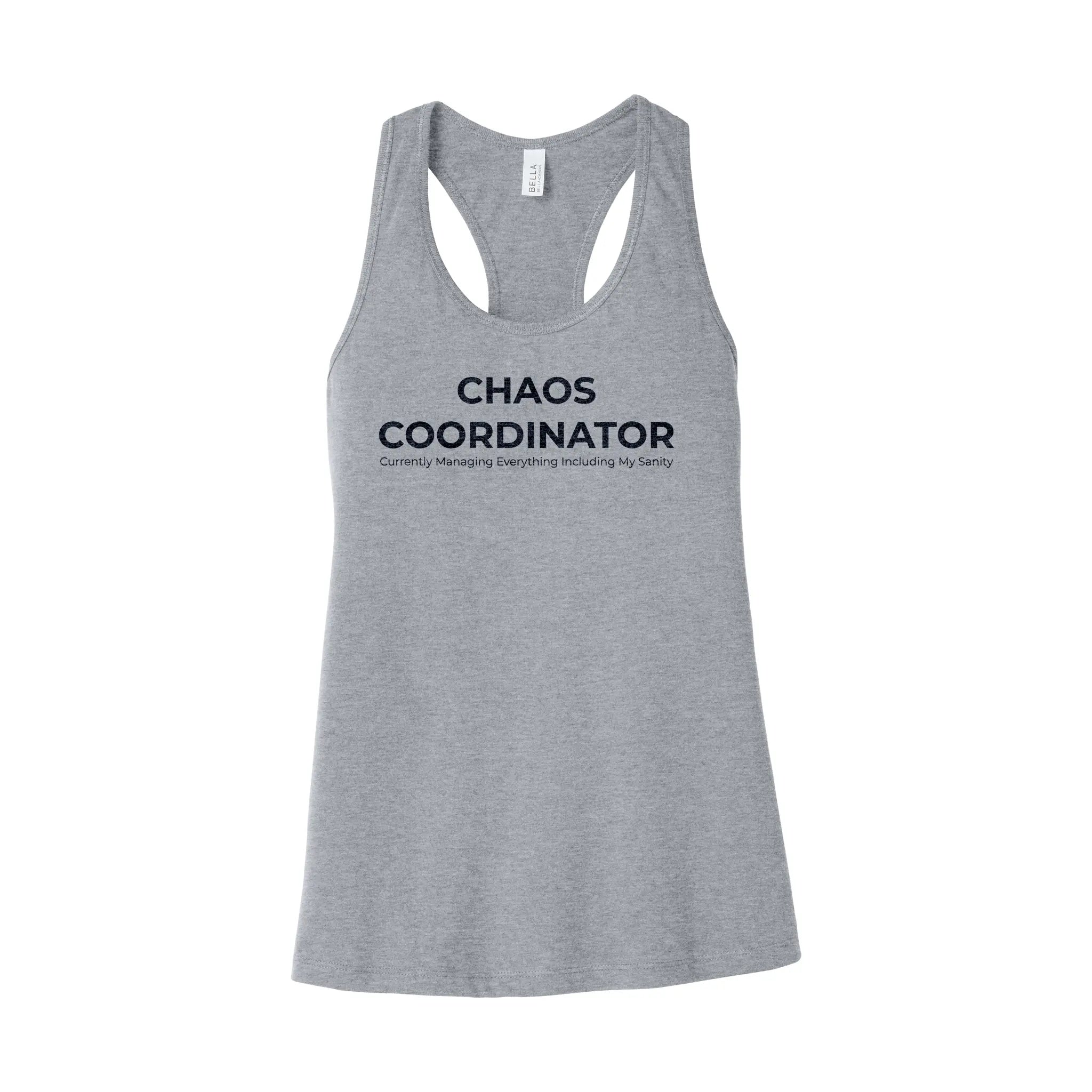 "Chaos Coordinator" light gray tank top - funny mom life tank for parents managing daily chaos and multitasking madness