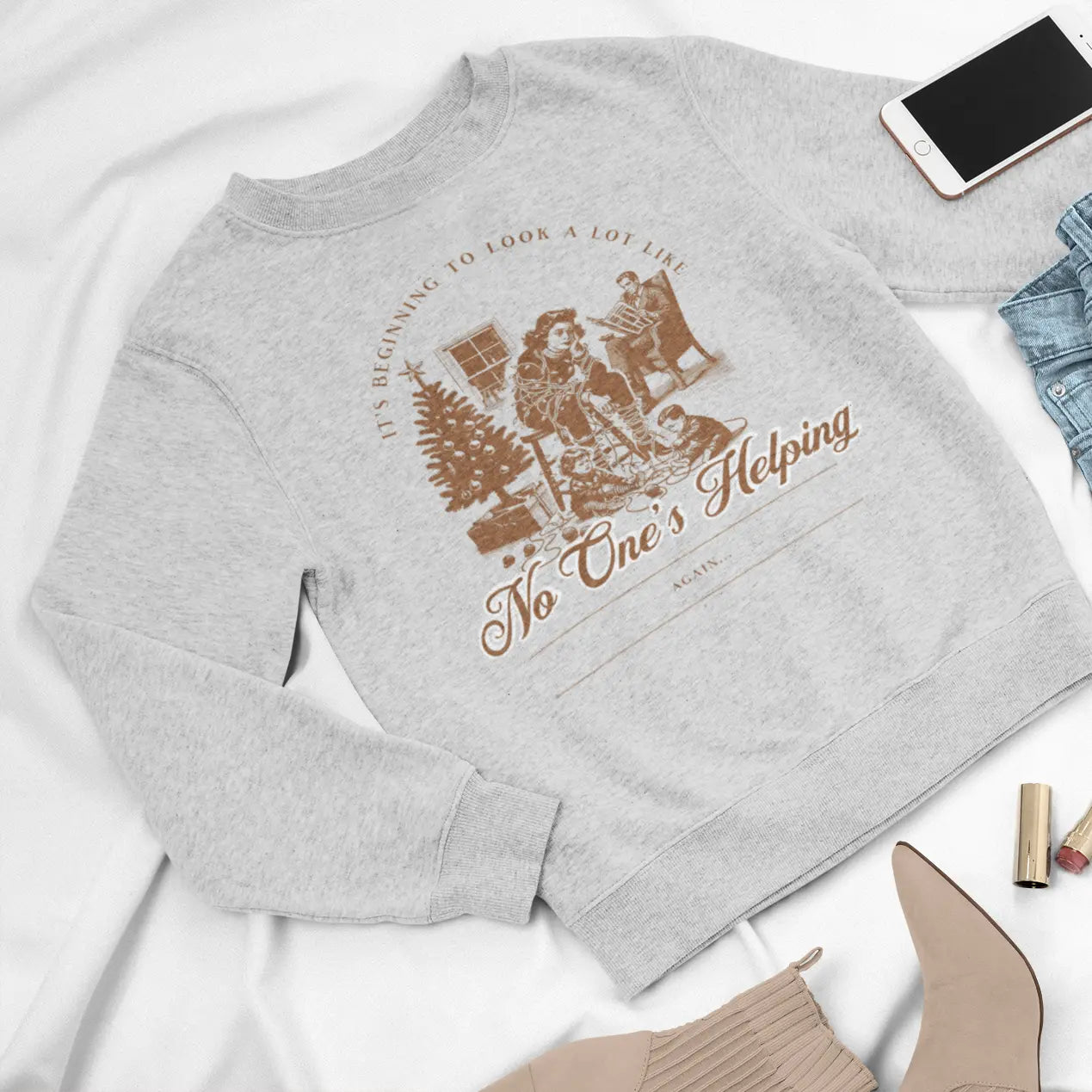 Beginning to Look a Lot Like No One's Helping Crewneck