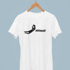 "#DENIED" soccer goalkeeper t-shirt in teal on hanger - goalie save shirt with diving keeper silhouette for shot-stopping goalies