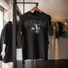 "FERAL" black tee with badger graphic casual outfit with white sneakers - streetwear styling for wild and untamed fashion