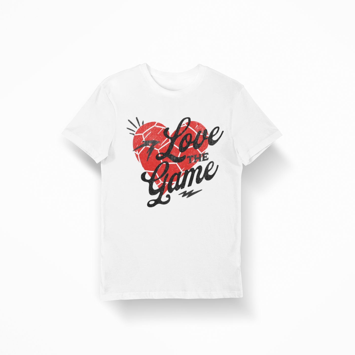 Unisex soccer t-shirt with “Love the Game” text and heart design, soccer season outfit for fans