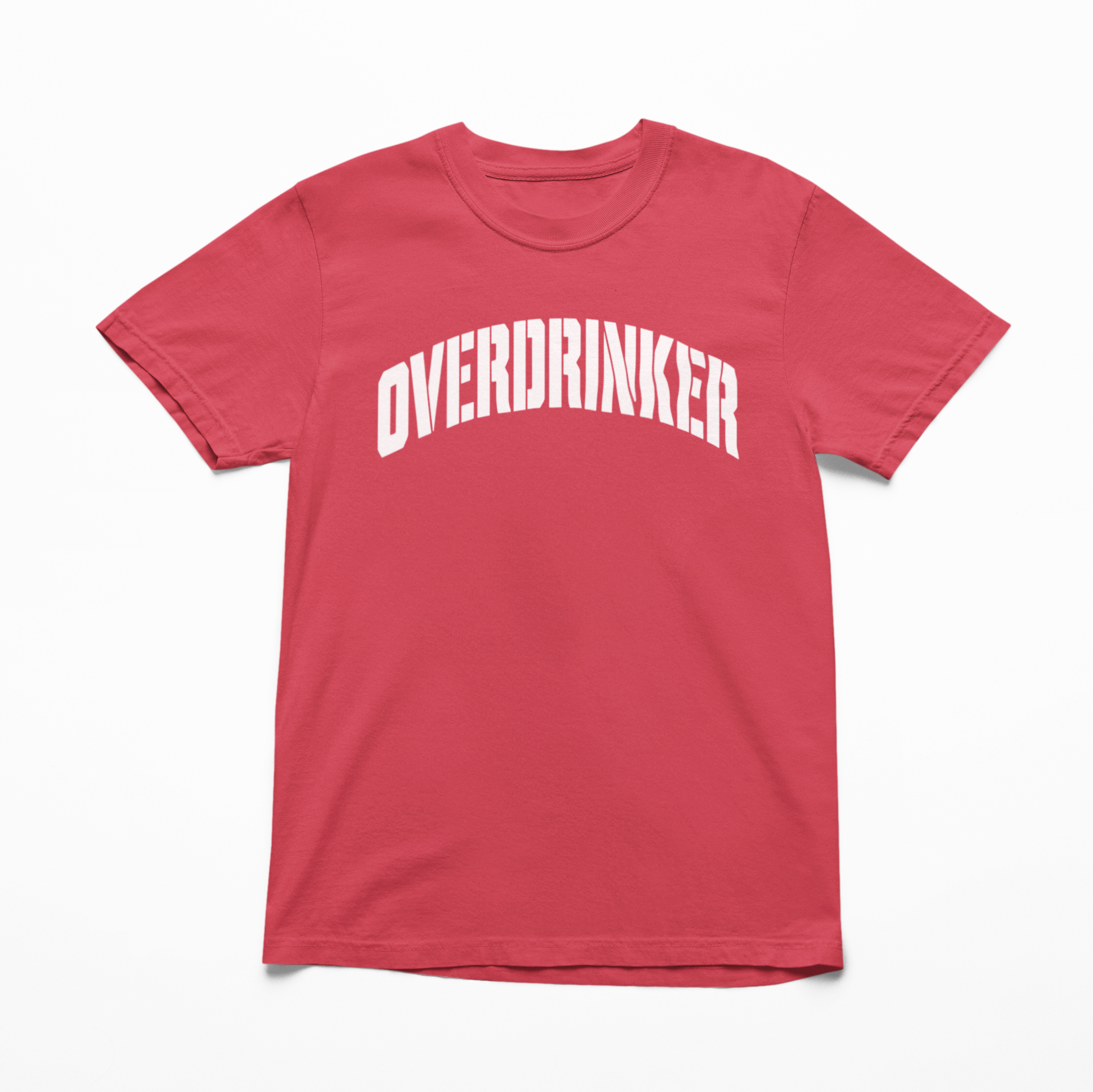 paprika flat lay Comfort Colors t-shirt that says “Overdrinker” in bold white font