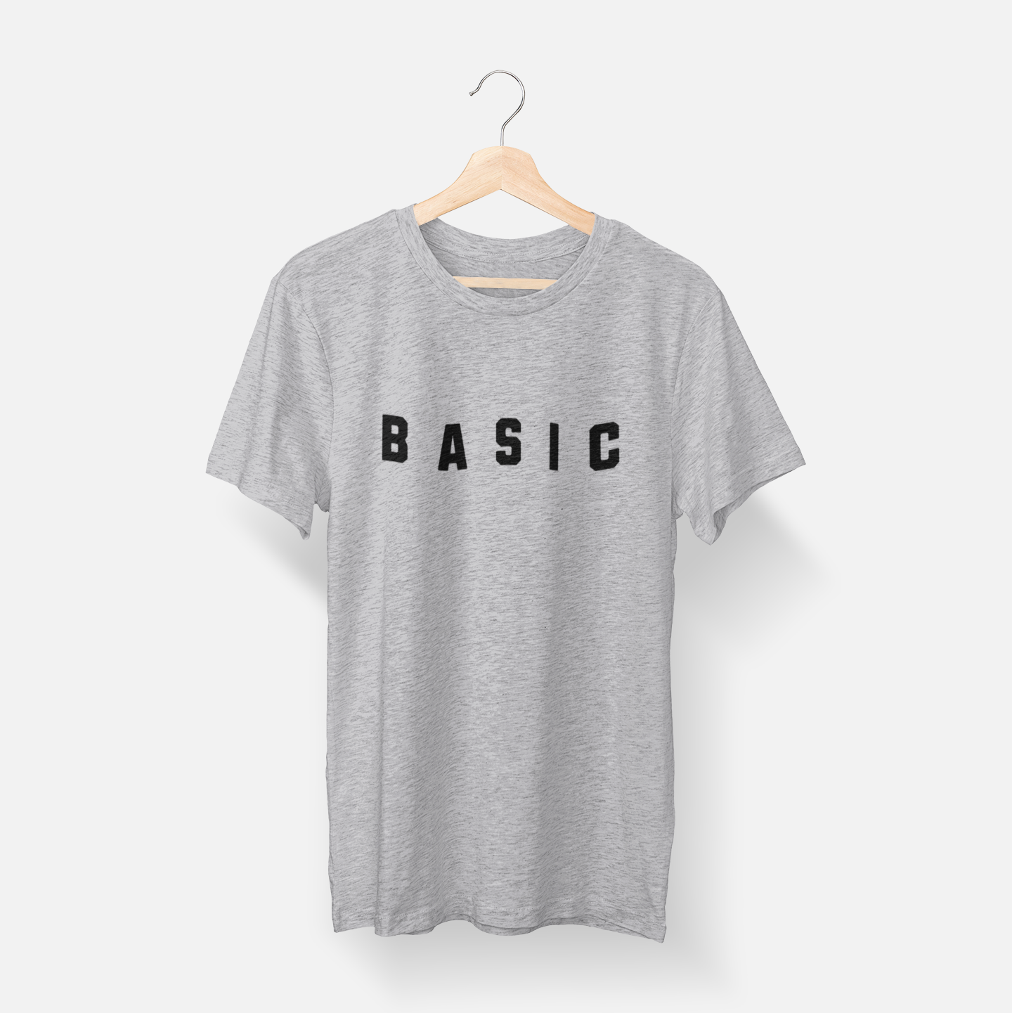 'BASIC' minimalist organic cotton t-shirt in heather gray, soft and snarky for effortless style.