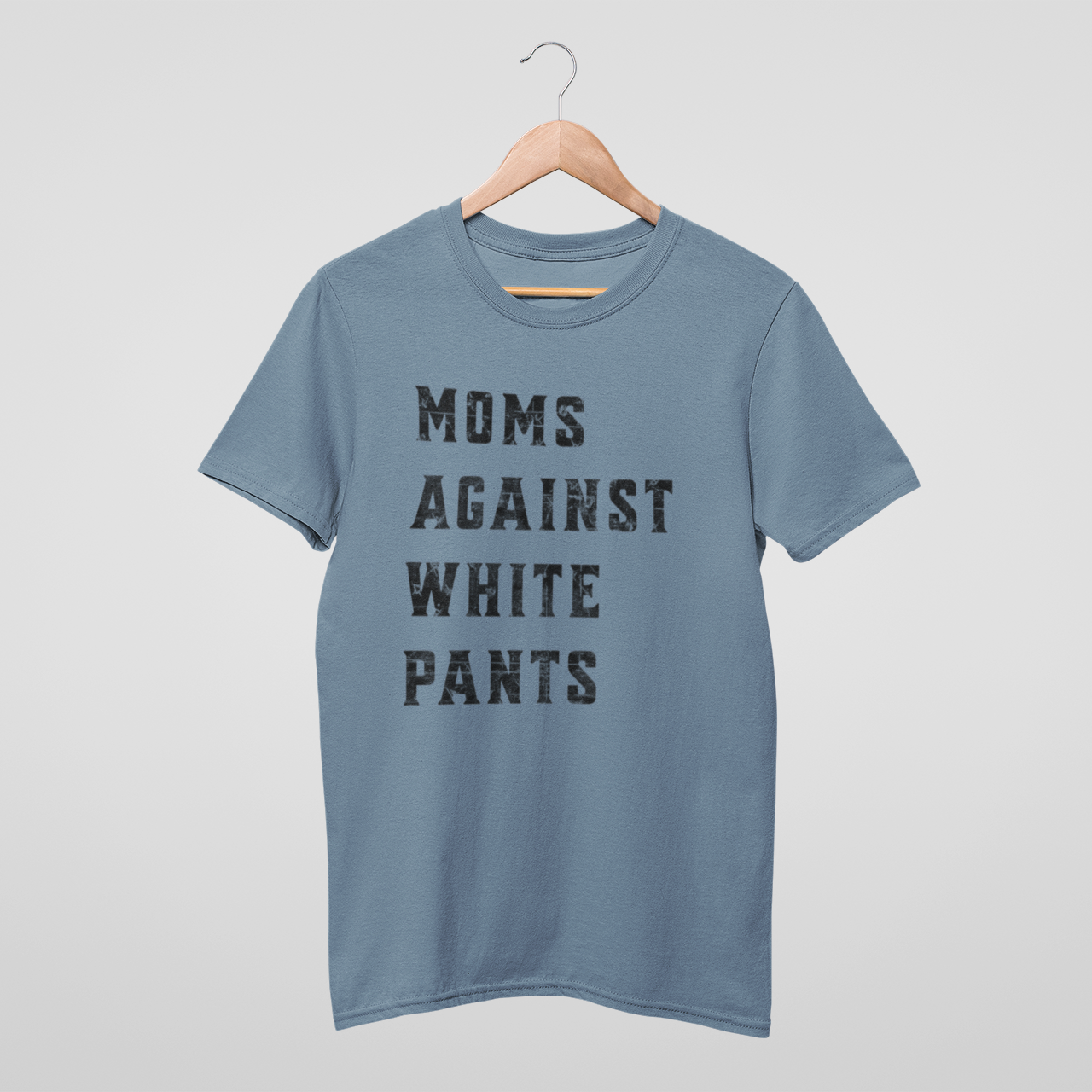 Blue Moms Against White Pants' Comfort Colors tee for sports moms tired of washing their kids' stained baseball and football pants