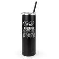 Funny camping 20 oz tumbler featuring outdoor mountains design and sarcastic “never take camping advice” drinking joke