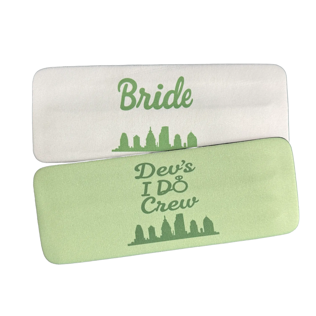 Custom slap wrap koozie bachelorette party favor with personalized event details - gift perfect for bride tribe and wedding celebrations