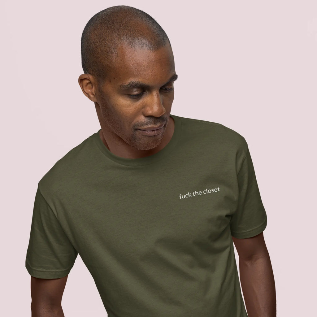 Pride ally unisex shirt with “fuck the closet” statement, minimalist LGBTQ support t-shirt