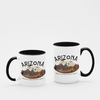 'Arizona - Winter is Coming. Sometime. Maybe.' ceramic mug with a desert-themed design, available in 11 oz and 15 oz sizes."