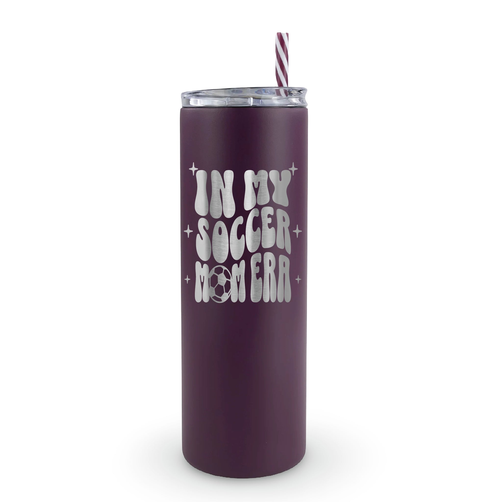 Laser engraved "In My Soccer Mom Era" tumbler for soccer moms who live on the sidelines and love team life
