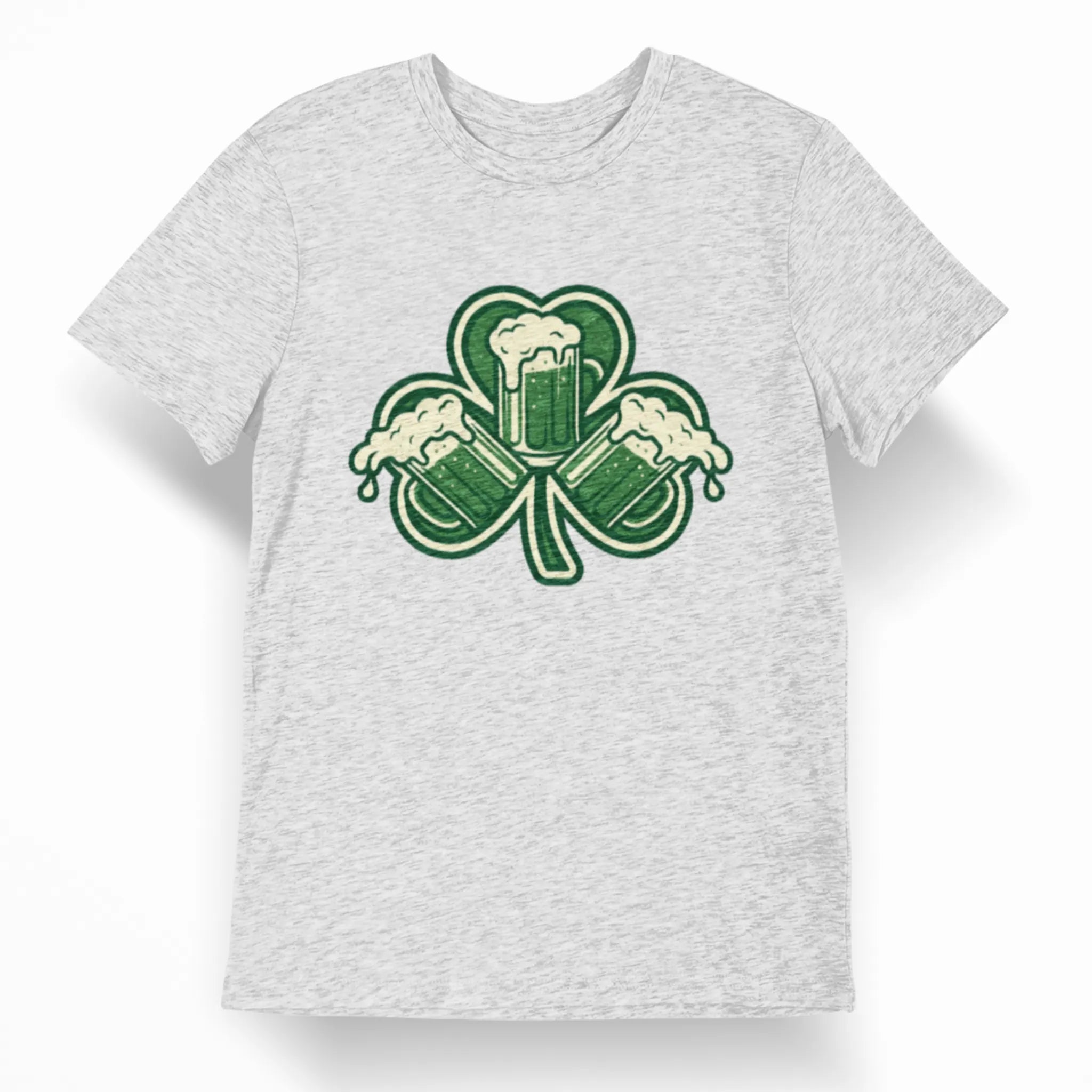 St. Patrick’s Day beer shirt with green shamrock beer mug illustration, fun drinking holiday t-shirt