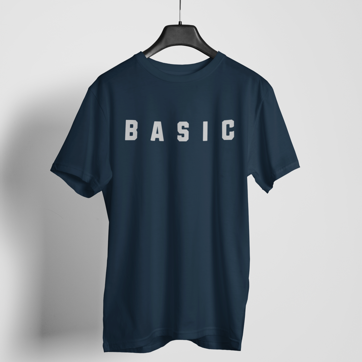 'BASIC' minimalist organic cotton t-shirt in navy, soft and snarky for effortless style.