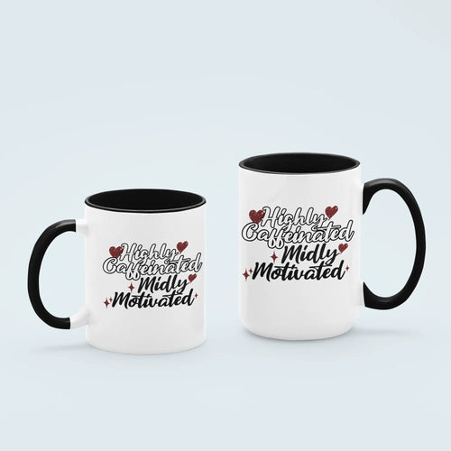 Two different sized coffee mugs simple clean mockup - ceramic drinkware set ideal for personalized gifts and customization
