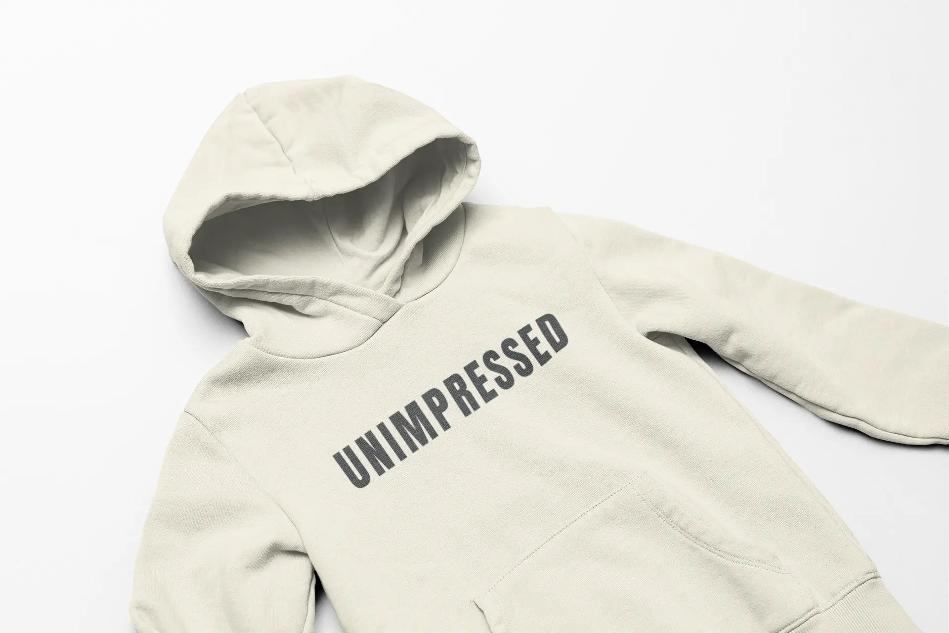 Unimpressed sarcastic hoodie lifestyle photo - funny graphic sweatshirt with attitude - comfortable pullover