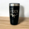 "Zero Amucks Given" laser engraved tumbler in black with Sanderson Sisters Hocus Pocus like design - funny sarcastic insulated cup for people who don't care and love attitude humor